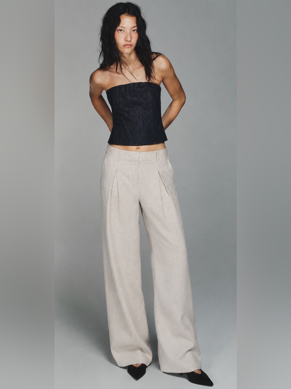 NWOT Reformation Linen Wide Leg Asher Trouser Pants Oatmeal Size 2